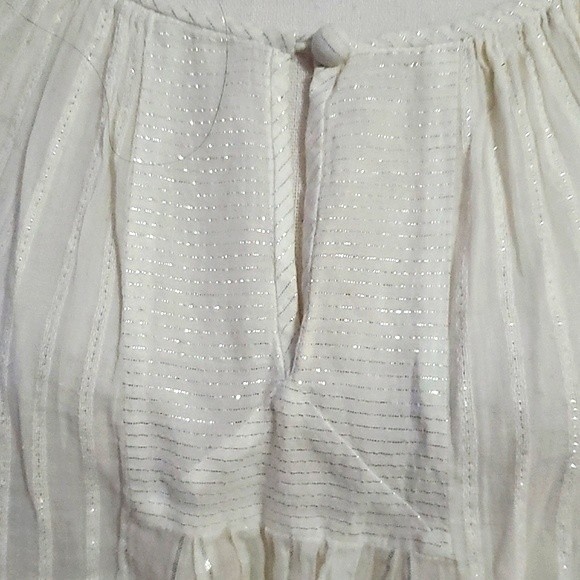 Rebecca Taylor Boho Cream Gauzy Pleated Balloon Sleeves Flowy Peasant Top 6 - Picture 3 of 14